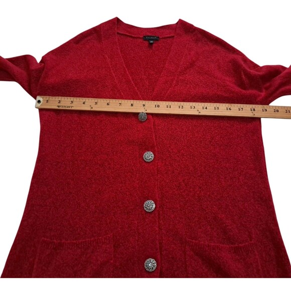 Talbots Cardigan Sweater Women's XS Red Sparkly Button Pockets Holiday Christmas - Picture 8 of 10